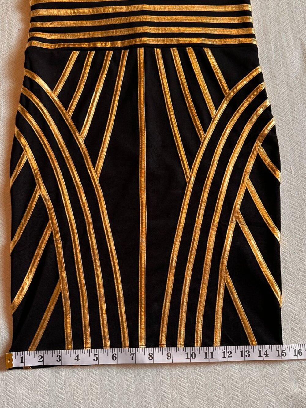 CARBON JEANS COMPANY Art Deco Black & Gold Metallic Halter Mini Dress Sz M NWT - Picture 9 of 14